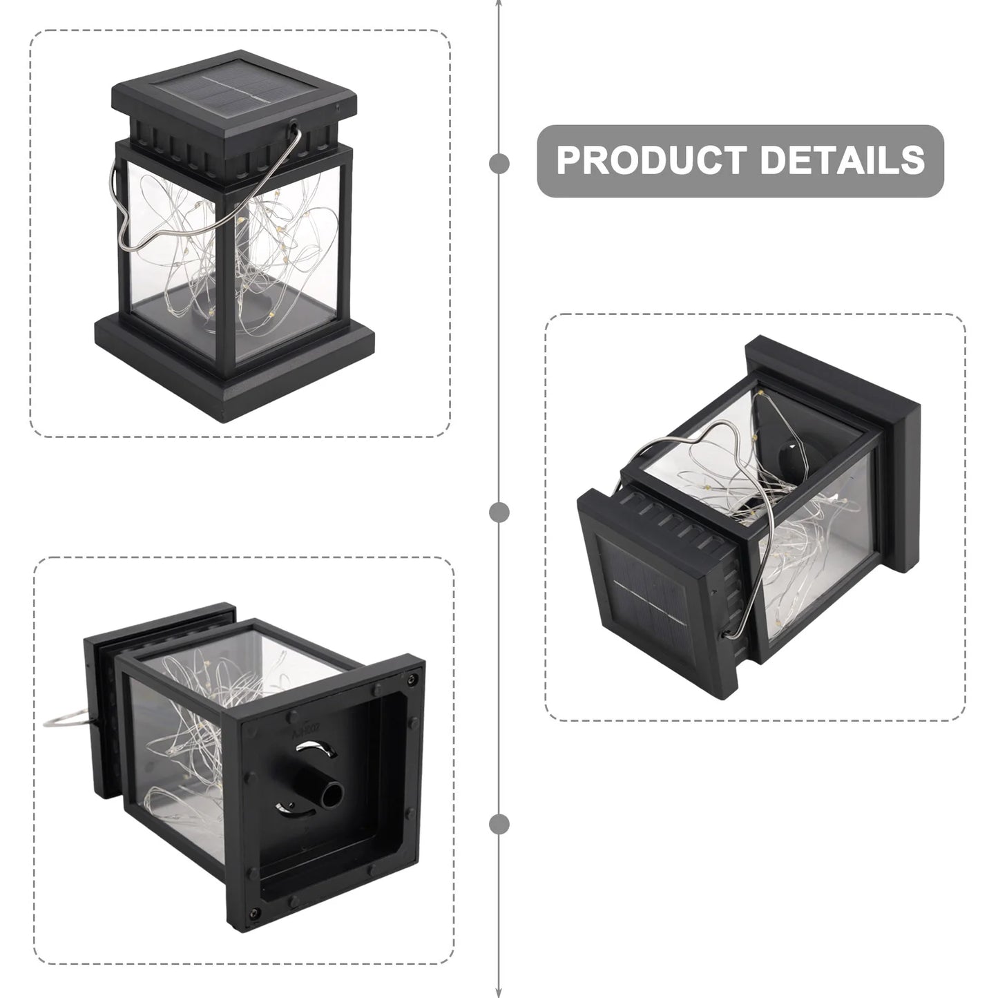 1pc LED Lantern Lamp Outdoor Garden Warm Light Waterproof Solar Powered Golden Copper Wire Hanging Lightweight