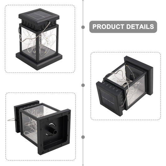 1pc LED Lantern Lamp Outdoor Garden Warm Light Waterproof Solar Powered Golden Copper Wire Hanging Lightweight