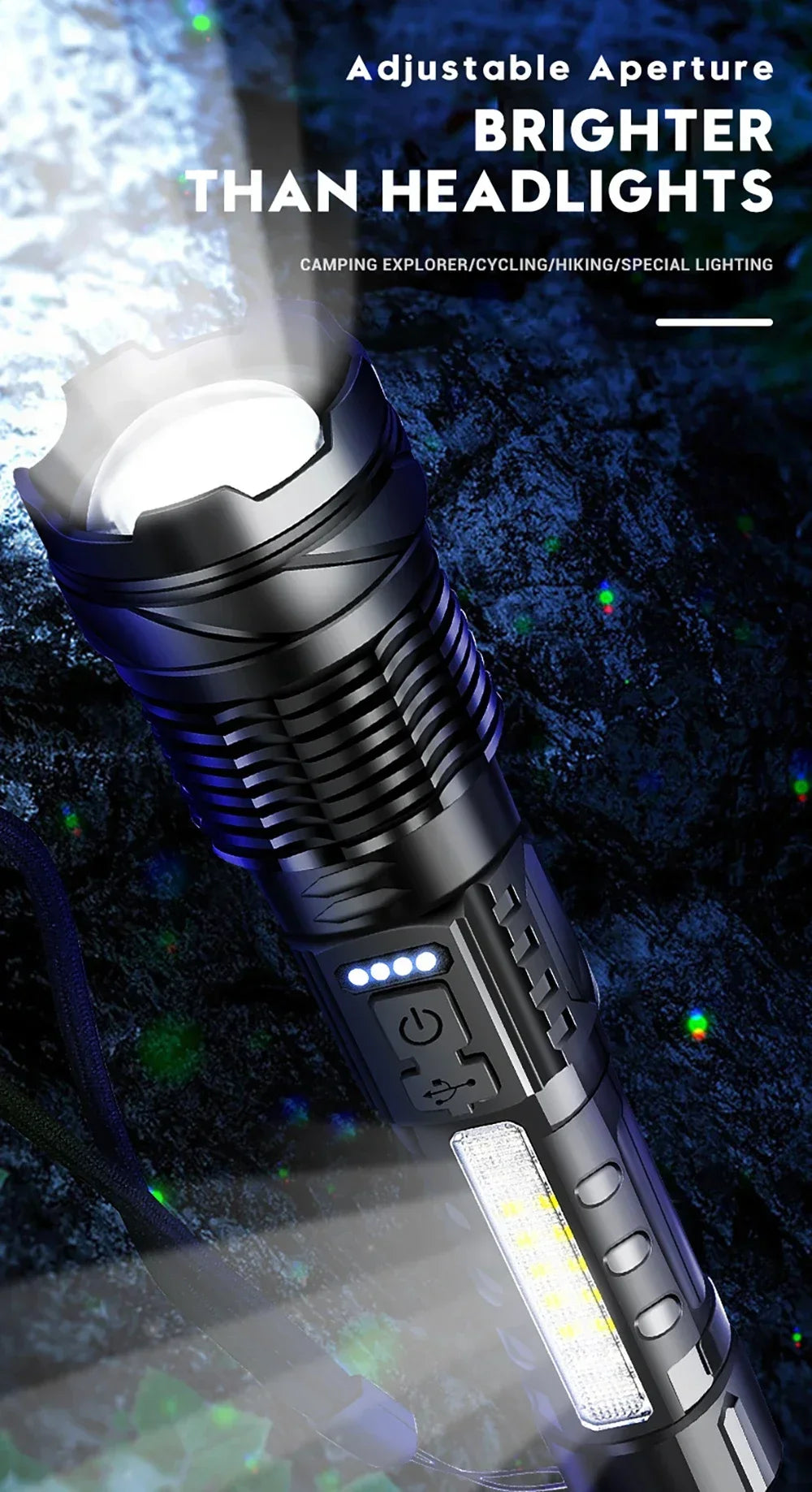 1/2Pack Super Bright Flashlight USB Rechargeable LED Long Range Tactical Torch Lamp Outdoor Waterproof Camping Fishing Lantern