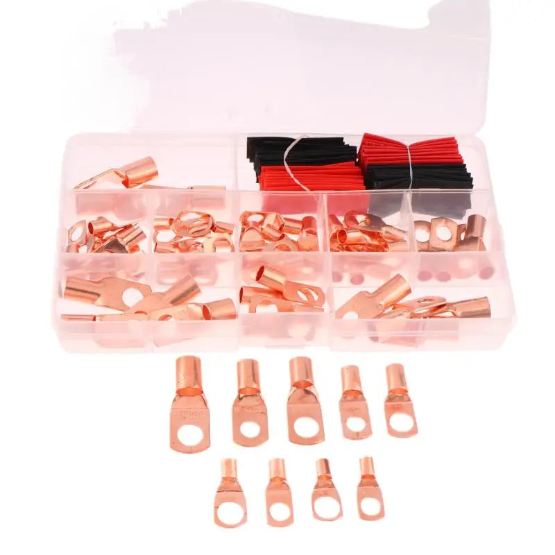 Copper Ring Terminal Lug Kit AWG 4–12 with Heat Shrink Tubing 60/100/130PCS | Battery Cable Connector Set