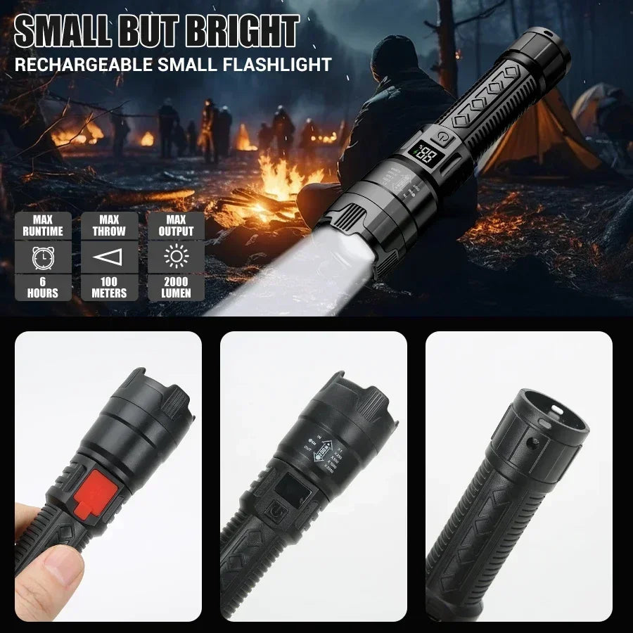 1600000LM Super Bright LED Flashlight – USB Rechargeable Long Range Tactical Torch Waterproof for Camping & Fishing
