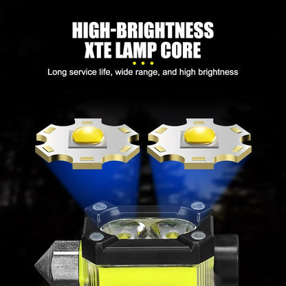 Ultra-bright Rechargeable Flashlight Magnetic Safety Hammer Torch