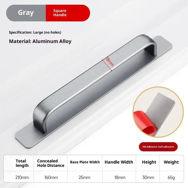 Drill-free Aluminum Handle for Sliding Door Window Drawer Bathroom Push-Pull