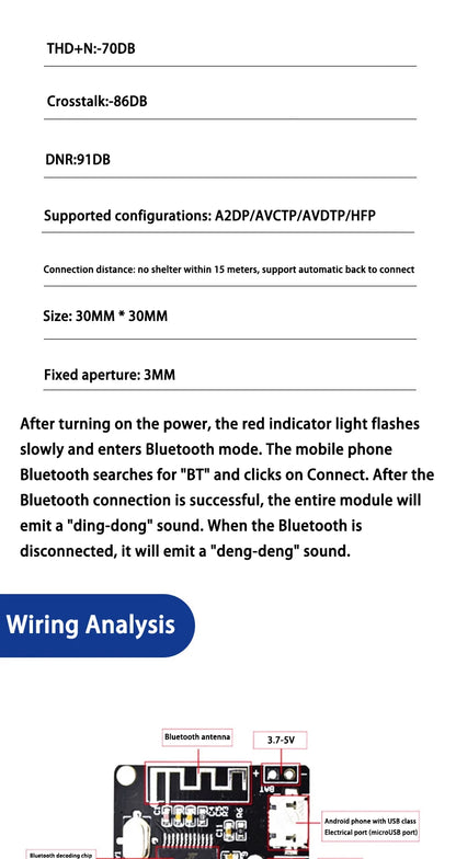 Bluetooth 5.0 Audio Receiver MP3 Decoder Board with Car Speaker Amplifier 4.1