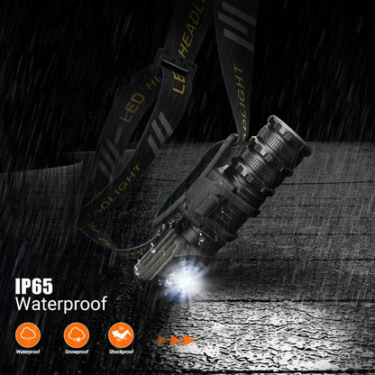 High Power 3LED Headlamp 1300LM with Magnet for 18650/18500 Battery