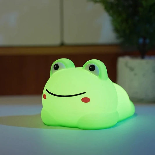 Night Lamp For Kids Frog Soft Silicone Sleeping Light Dimmable Rechargeable Colorful Room Decor Children Gifts