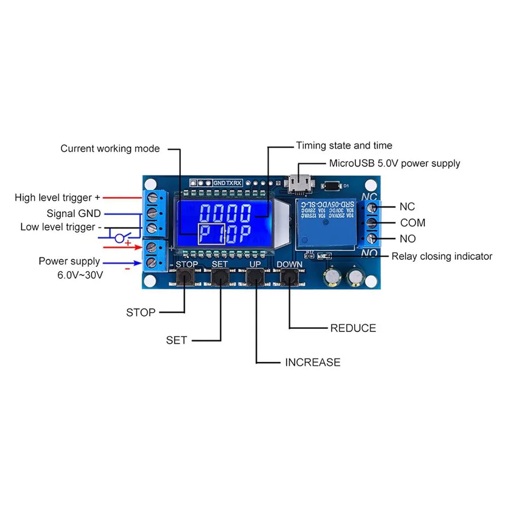 1pcs Timer Relay Industrial Timer Relay 5V/12V/24V Timer Module Switch With LCD Display Relay Module Electronic Components