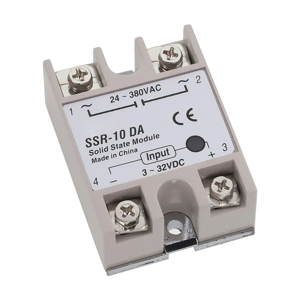 Single Phase Solid State Relay SSR-10DA DC Controlled AC Single-phase Solid State Relay 10A DC-AC Relay 3-32V DC To 24-380V AC