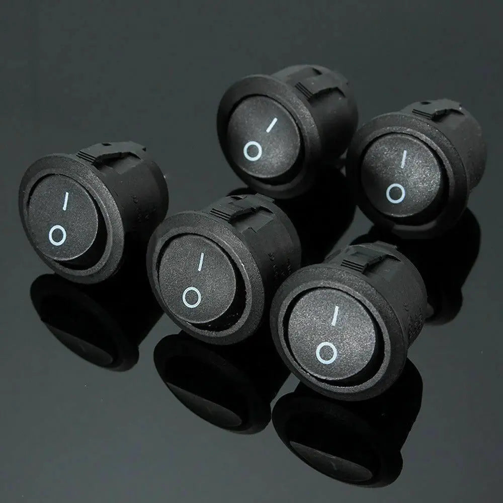 Mini SPST Round Rocker Toggle Switch ON/OFF – 5pcs Set with Waterproof Cover