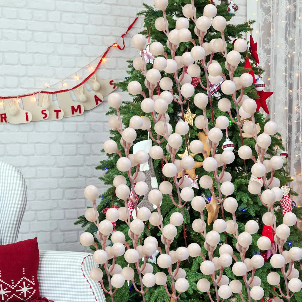 40/4PCS Artificial White Berries Stems Christmas Berry Branches Fake Fruit Flowers DIY Wedding Party New Year Home Decorations