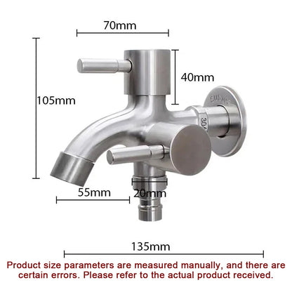 Multifunction Double Outlet Faucet 304 Stainless Steel One Into Two