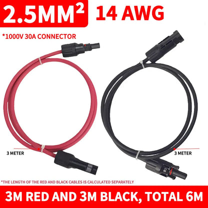 PV1-F Solar Extension Cable 2.5mm² 1/2/3/5/10M Waterproof DC Connector Male Female Pair IP67 for Photovoltaic System