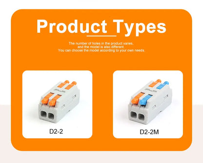 10PCS Mini Fast Wiring Cable Connectors Universal Compact Splitter Electrical Conductors Push-in Home Terminal Block