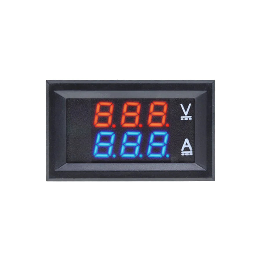 DC Digital Voltmeter Ammeter Panel 0-100V 10A Dual Display Voltage and Current Meter with Red Blue LED
