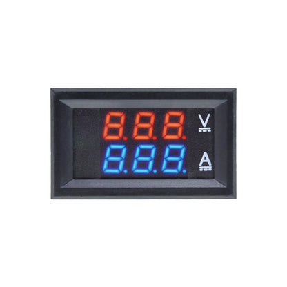 DC Digital Voltmeter Ammeter Panel 0-100V 10A Dual Display Voltage and Current Meter with Red Blue LED
