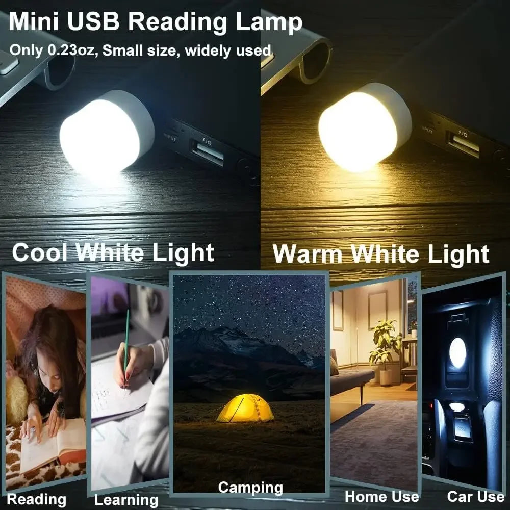 USB Night Light LED Mini Light Bulb USB Plug-in Lamp for Power Bank Charging, Home Office Eye Protection Book Lamp