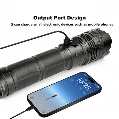 Ultra Bright 1000000LM Tactical Zoom Flashlight Rechargeable Torch