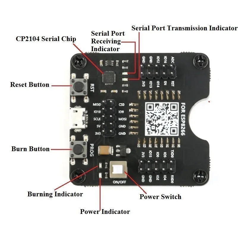 ESP8266/ESP32 Development Board Test Programmer and Downloader Socket for ESP Modules