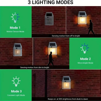 1-4PCS Solar Tungsten Filament Lamp Outdoor Waterproof Garden Wall Light Intelligent Induction Courtyard Villa Lighting Lantern