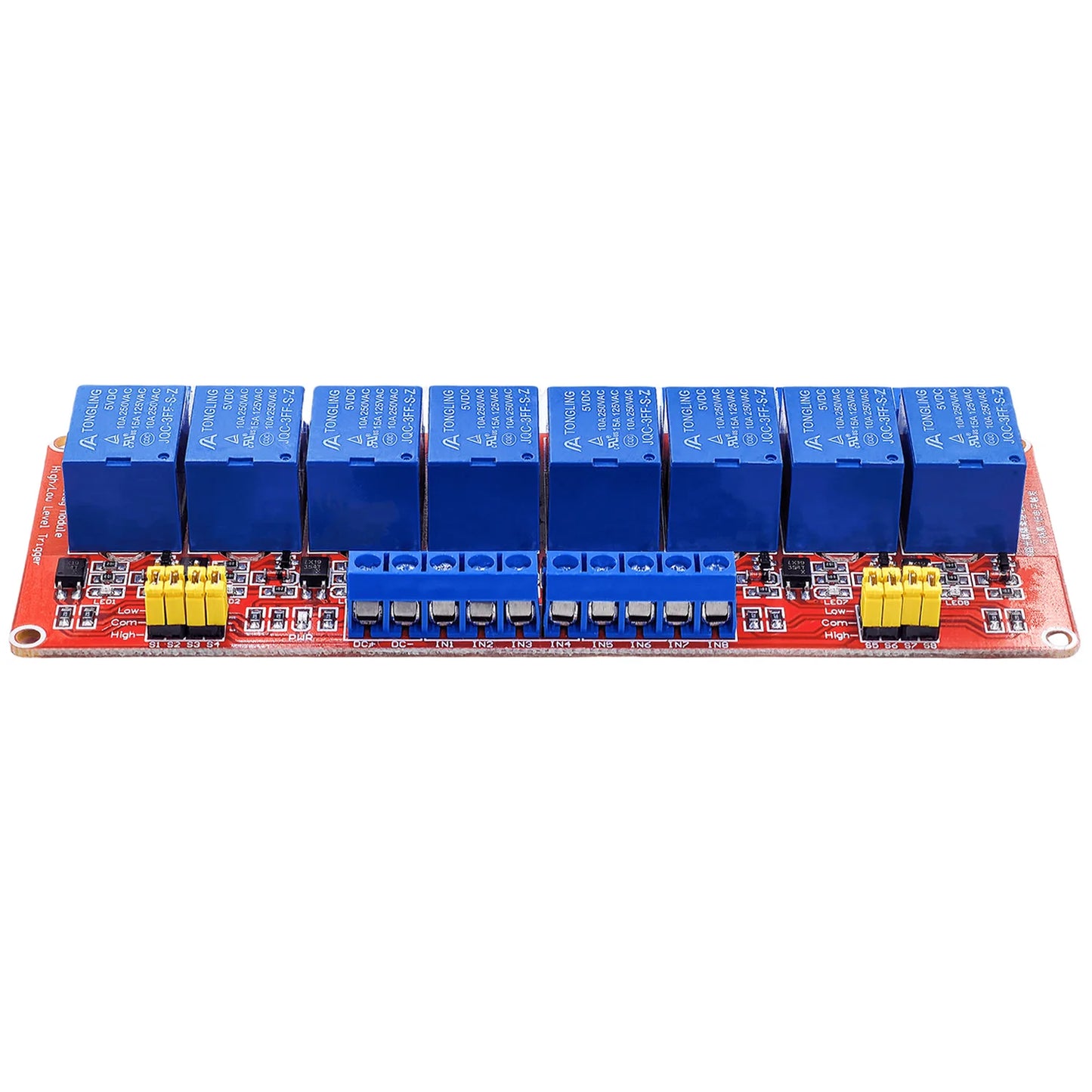 8-Channel 5V/12V/24V Relay Module with Optocoupler for Arduino & Raspberry Pi High/Low Level Trigger