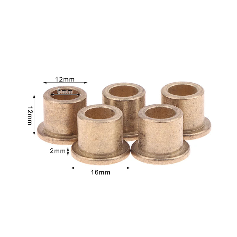 5Pcs Flange Bushing Copper Sleeve Inner Diameter 8MM Powder Metallurgy Oil Bearing With Edge Step Shoulder