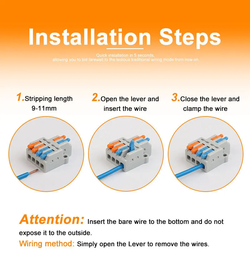 10PCS 3 In 9 Out Connector Wiring Terminal, Quick PCT Lamp Wire Connector, Parallel Wire Junction Box, One in Multiple Out Splitter