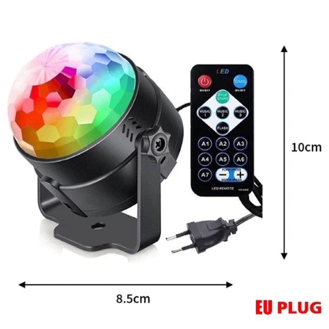 Sound Activated LED Disco Ball Light with Remote Remote Party Lamp