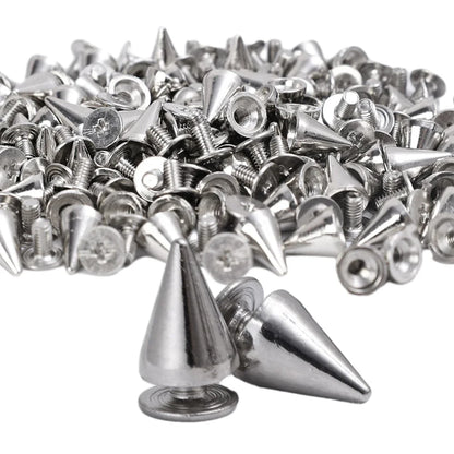 Punk Rivet Cone Spikes Screwback Studs — Silver Metal Rivets for Clothes Bag Shoe Leather Belt DIY Handcraft 10–100pcs