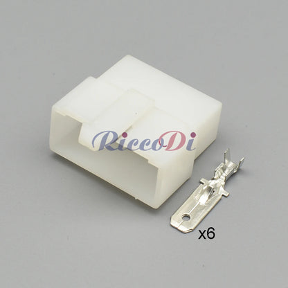 6120-2063 / 6110-4563 Automotive 6-Pin 6.3mm Unsealed Connector — Female Male Electrical Cable Socket Plug