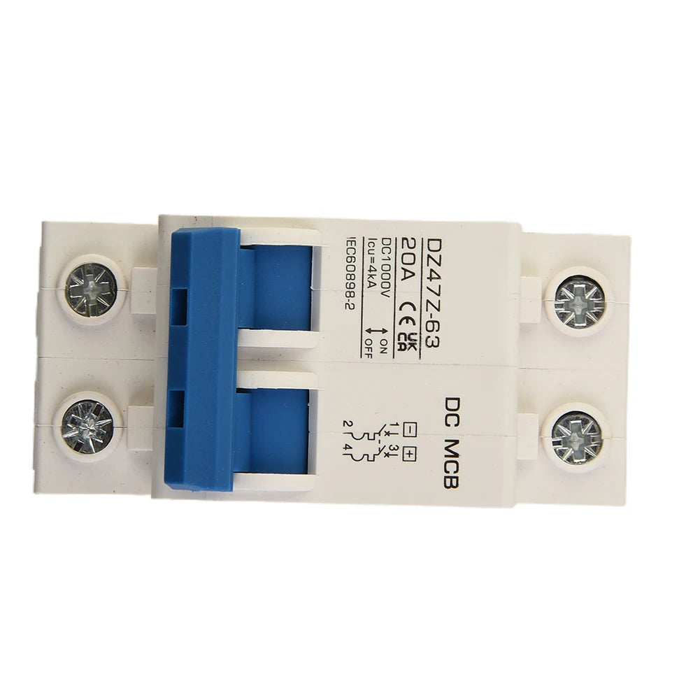 DC Miniature Circuit Breaker 2 Pole 1000V 32 Amp Isolator DC Disconnect Switch Thermomagnetic 10 A-63A 1.42 X 2.95 X 3.15 Inches