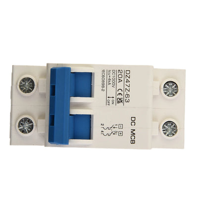 DC Miniature Circuit Breaker 2 Pole 1000V 32 Amp Isolator DC Disconnect Switch Thermomagnetic 10 A-63A 1.42 X 2.95 X 3.15 Inches
