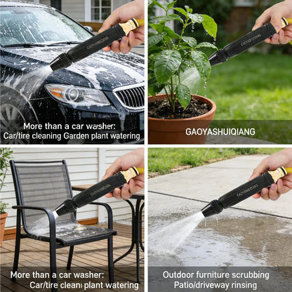 High Pressure Car Wash Water Gun Nozzle Adjustable Jet Garden Hose Sprayer Cleaning Tool with Clamps for Auto Vehicle Care Kit