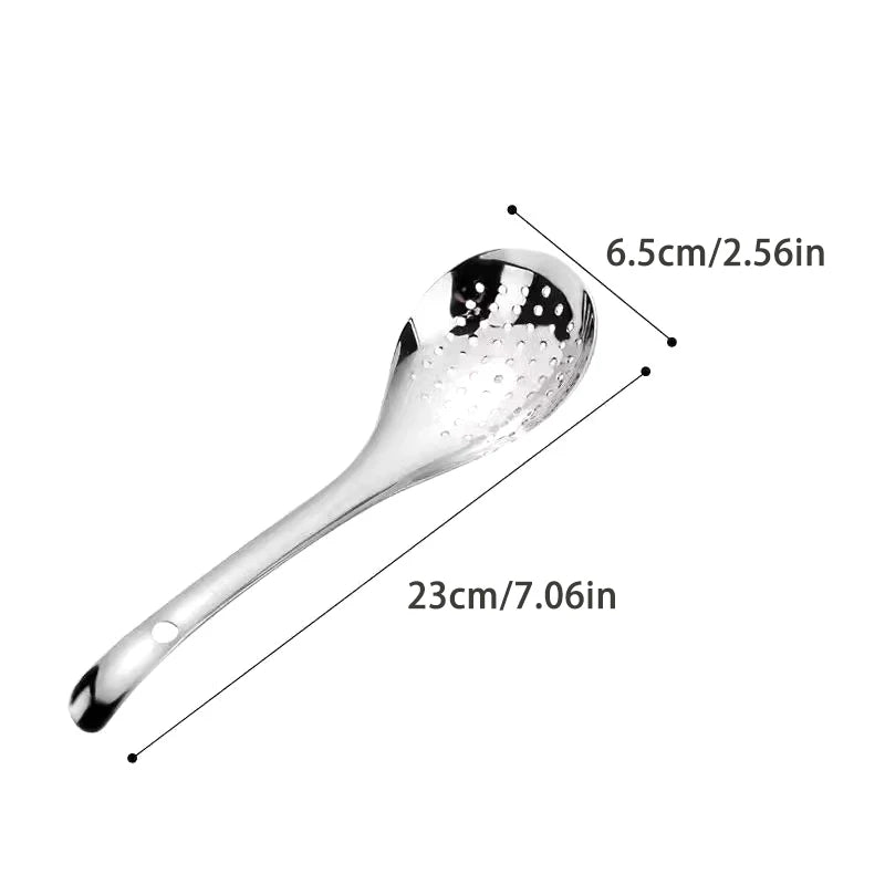 Stainless Steel Strainer Spoon – Slotted Skimmer Spoon for Food Filtration, Kitchen Colander & Spaghetti Draining