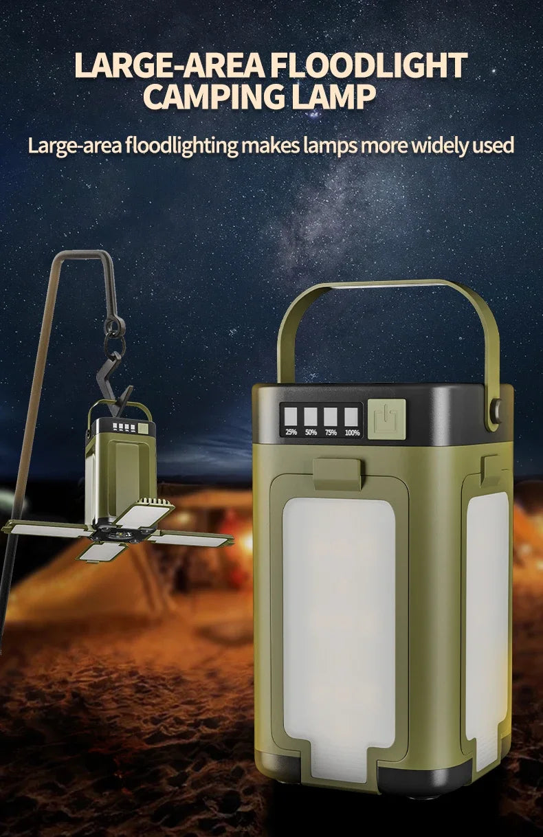 4-leaf Solar  LED Lantern Rechargeable Emergency Flashlight Portable Power Bank Foldable Tent Light for Outdoor Camping Fishing