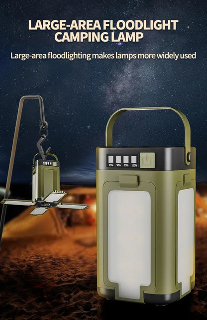 4-leaf Solar  LED Lantern Rechargeable Emergency Flashlight Portable Power Bank Foldable Tent Light for Outdoor Camping Fishing