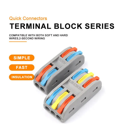 10PCS SPL2/3 Connector Wiring Terminal Quick PCT Lamp Wire Connector Parallel Wire Junction Box 2 In Multiple Out Splitter