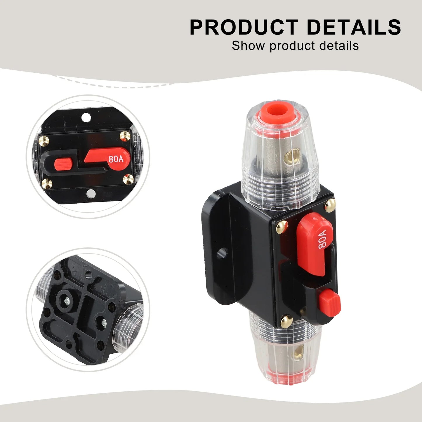 12V-24V DC Auto Inline Fuse Breaker Battery Safety Audio System Protection Overload Protection Device Temperature Resistance
