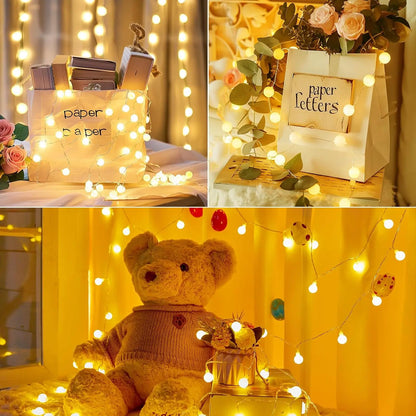 10M Ball LED String Lights Outdoor Ball Chain Lights Garland Lights Bulb Fairy Lights Party Home Wedding Garden Christmas Decor