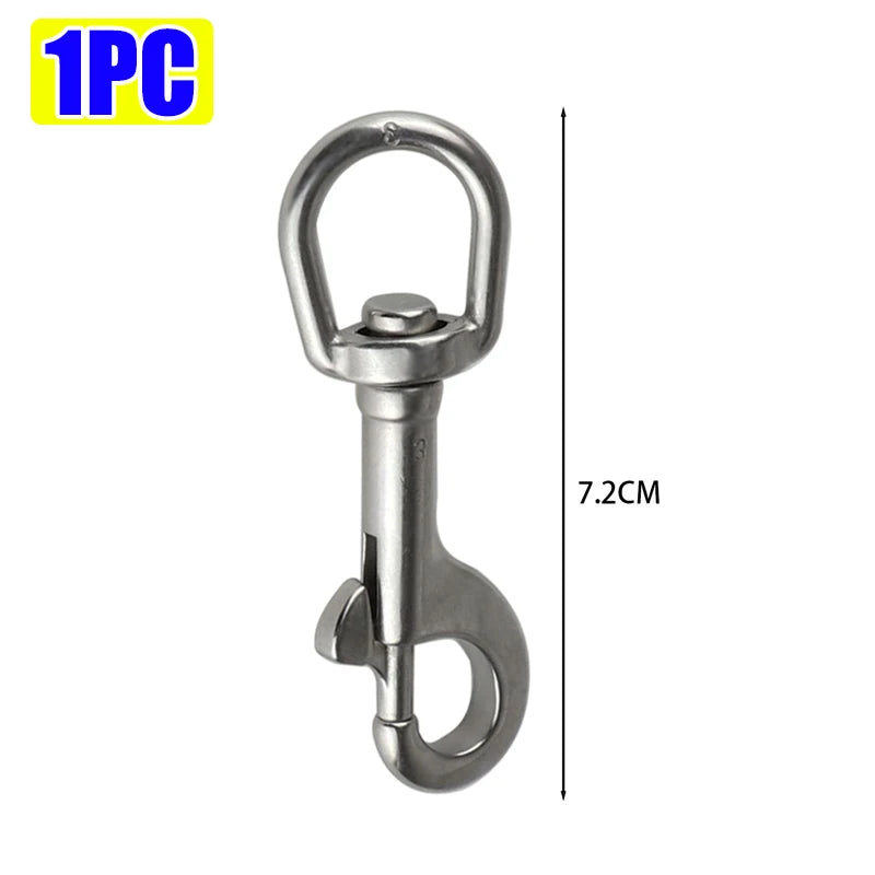 5/1pcs Stainless Steel Swivel Eye Bolt Spring Snap Hook Marine Diving D Ring Snap Hooks with Swivel for Scuba Diving Pet Leash
