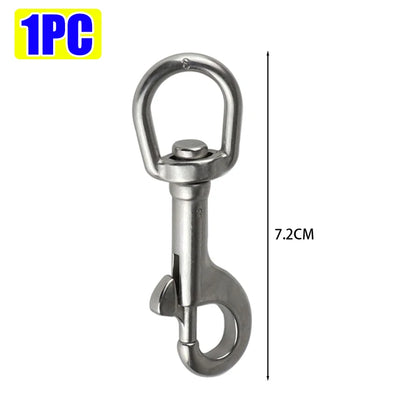 5/1pcs Stainless Steel Swivel Eye Bolt Spring Snap Hook Marine Diving D Ring Snap Hooks with Swivel for Scuba Diving Pet Leash