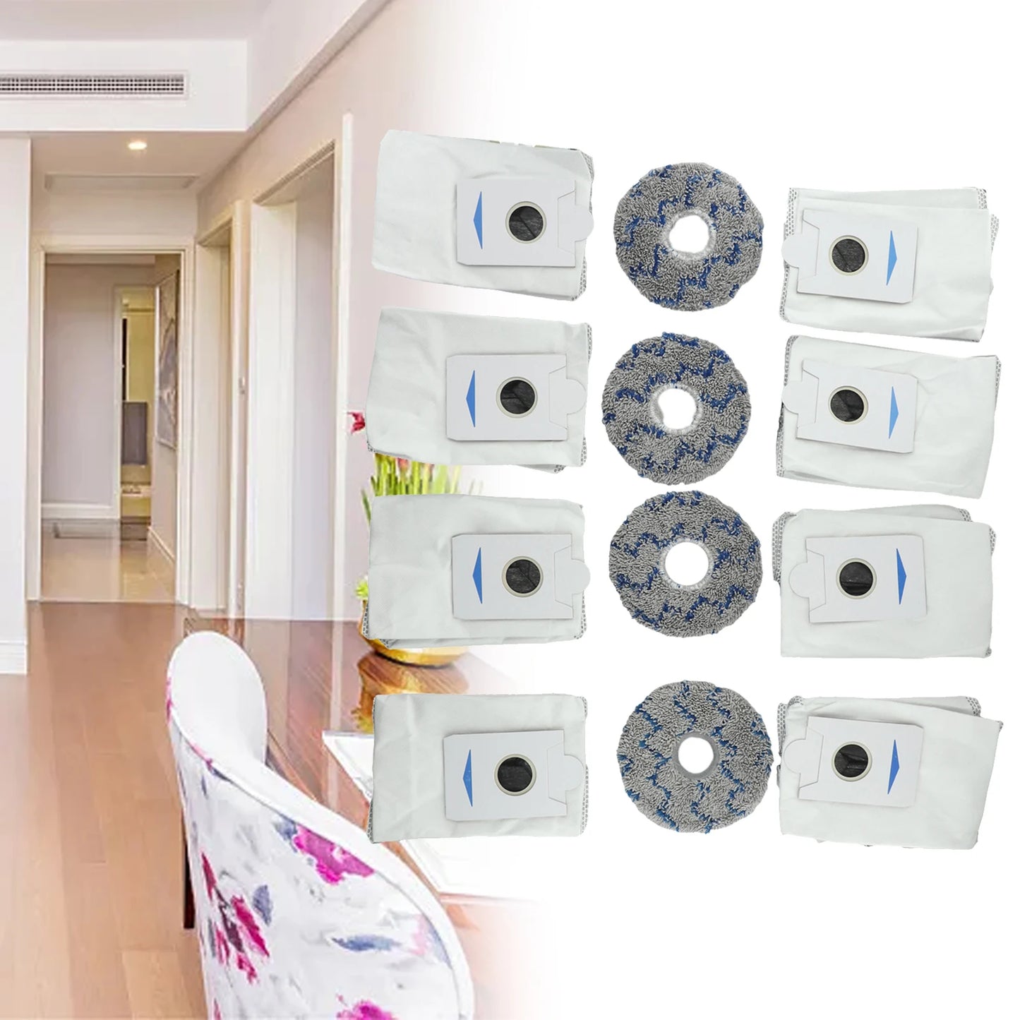 Set of 8 Dust Bags and 4 Wiping Cloths for Deebot For T20 For Omni X1 For Omni 8 Robot Vacuum Cleaner Protective Accessories