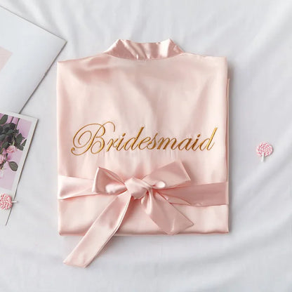 Bride To Be Team Bride Satin-Silk Robe Wedding Bridesmaid Robes for Women Bridal Shower Bachelorette Party Gift