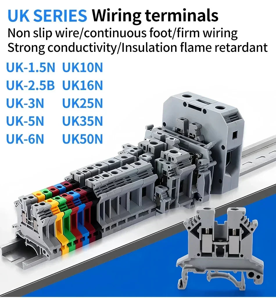 Premium Brass UK Screw Clamp Connector for Wiring DIN Rail Mounted UK1.5N 2.5B 3N 5N 6N 10N 16N 25N 35N 50N