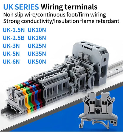 Premium Brass UK Screw Clamp Connector for Wiring DIN Rail Mounted UK1.5N 2.5B 3N 5N 6N 10N 16N 25N 35N 50N
