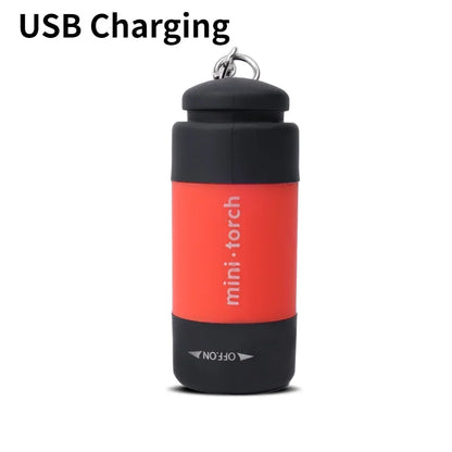 LED Mini Torch Light USB Charging Waterproof Flashlight Outdoor Emergency Lights Keychain Lamp Hiking Camping Portable Lighting