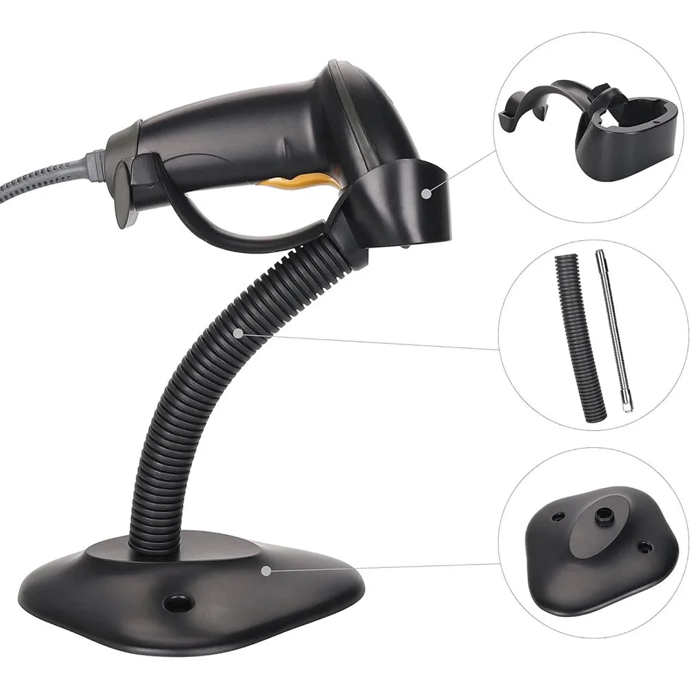 1 Pcs ABS Scanner Stand For Zebra Scanners LS2208 DS2208 DS4308 DS4608 Hands-Free Gooseneck Mount With Snap-on Design