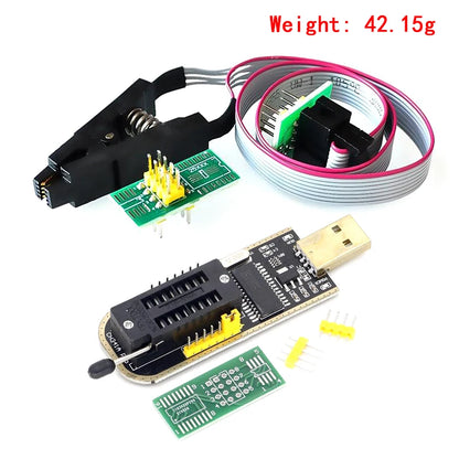 CH341A USB EEPROM Flash BIOS Programmer with SOIC8 SOP8 Test Clip for 24 25 93 Series Chips