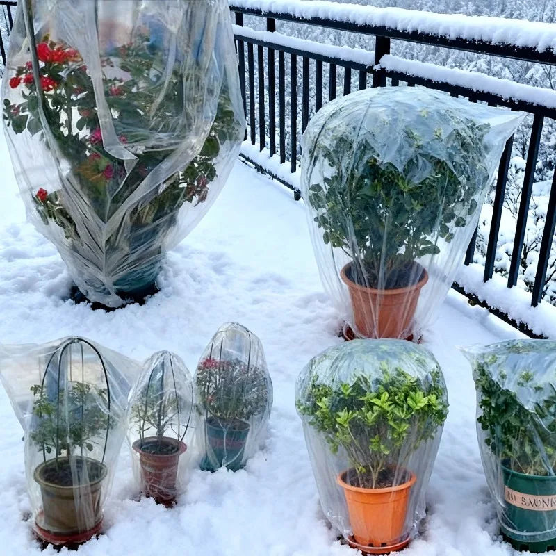 Winter Plant Covers Freeze Protection Plastic Transparent Plant Film Cover Waterproof Frost Bags for Outdoor Garden Supplies