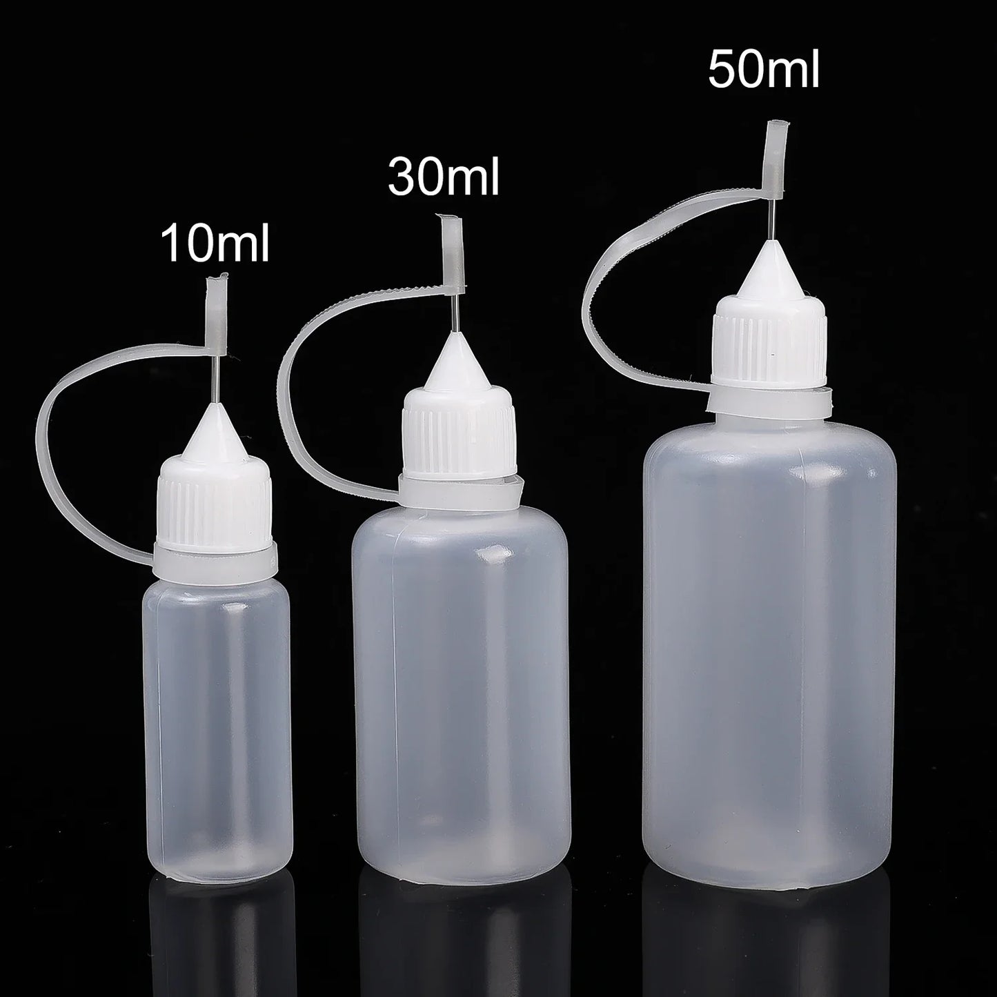 50/5pcs Plastic Squeezable Tip Bottle Refillable Applicator Bottles with Needle Tip Caps for Glue Pigment Oil Liquids Dispenser