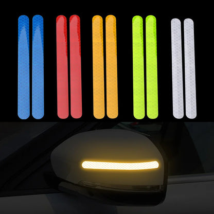 Car Reflective Safety Strip Stickers Rearview Mirror Warning Tape 6/2PCS